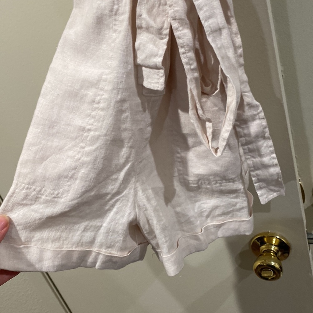 Cloth & Stone Rolled Hem Tie Waist Short Sleeve Pocket Utility Romper - Picture 3 of 5